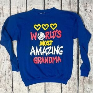Vintage 1980s World's Most Amazing Grandma Blue 80s Sweatshirt